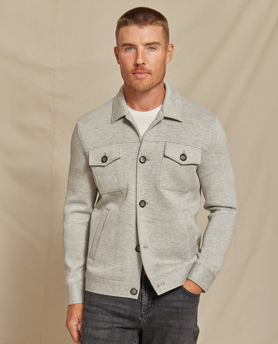 The Hayes - Pique Double Knit Jacket - Heather Grey