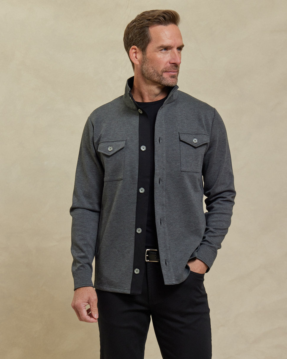 The Gavin - Scuba Shirt Jacket - Charcoal/Black